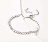 Diamonique 100 Facet Graduated Adjustable Line Bracelet, Sterling silver